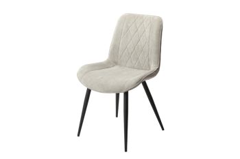 Diamond Stitch Lt Cord Fabric Dining Chair with Tapered Legs (Set of 2) - Metal - L54 x W54 x H85.5 cm - Light Grey/Black - Flat Packed