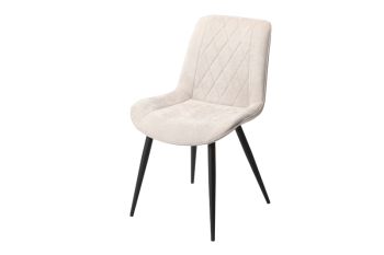 Diamond Stitch Fabric Dining Chair with Tapered Legs (Set of 2) - Metal - L54 x W54 x H85.5 cm - Natural/Black - Flat Packed