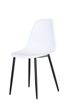 Curve Chair Plastic Seat with Metal Legs (Set of 2) - L52 x W46 x H84 cm - White/Black - Flat Packed