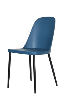 Duo Chair Plastic Seat with Metal Legs (Set of 2) - L53.5 x W46 x H84 cm - Blue/Black - Flat Packed