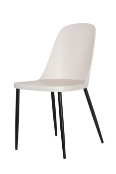 Duo Chair Plastic Seat with Metal Legs (Set of 2) - L53.5 x W46 x H84 cm - Calico/Black - Flat Packed