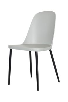 Duo Chair Plastic Seat with Metal Legs (Set of 2) - L53.5 x W46 x H84 cm - Grey/Black - Flat Packed