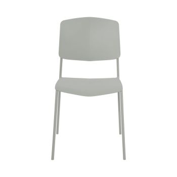 Academy Kitchen Chairs (Set of 2) - Plastic/Metal - L49.5 x W45.5 x H83.5 cm - Light Grey - Flat Packed