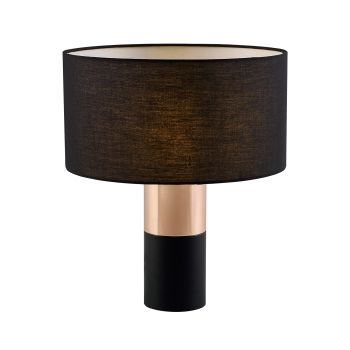  Ayden Table Lamp With Black shade, Black / Brass Finish - Black/Brass - 34 x 39 x 39 cm