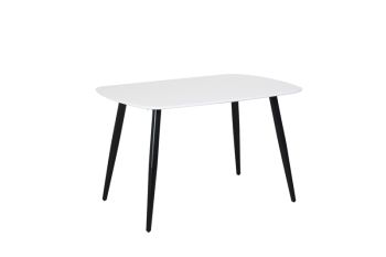 Rectangular Dining Table Painted Top with Tapered Legs - MDF/Metal - L80 x W120 x H75 cm - White/Black - Flat Packed