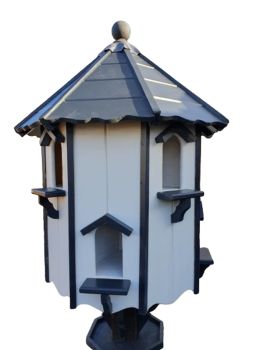 Clare 8 Pair Dovecote with Slate or Wood Roof, Traditional English Pole Mounted Birdhouse for Doves or Pigeons - L75 x W75 x H116 cm