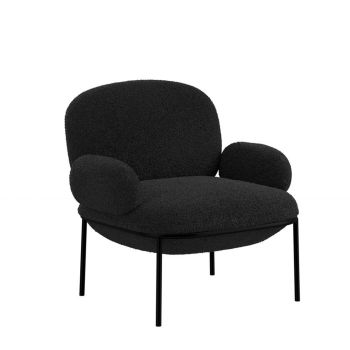 Avery Indoor Chair - Sherpa/Metal - L74 x W80 x H79 cm - Black/Black - Flat Pack