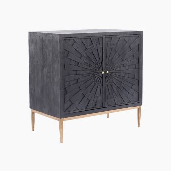 Poise Two Doors Cabinet - Mango Wood/Metal - L80 x W40 x H80 cm - Black