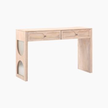 Tasneem Natural Two Drawer Console Table - Mango Wood - L120 x W40 x H76 cm - Natural