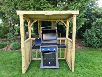 Emily BBQ Hut, Covered Timber gazebo, Garden Barbecue Shelter - L100 x W180 x H210 cm - Minimal Assembly Required