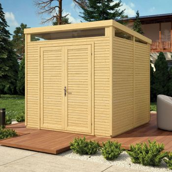 8x8 Pent Security Shed - Unpainted Natural