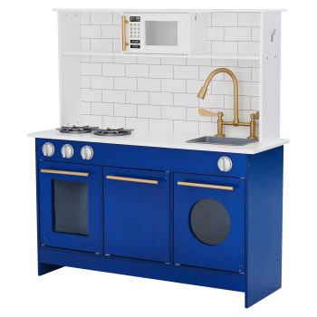  Little Chef Berlin Modern Play Kitchen - White / Blue - 86 x 30 x 95 cm