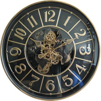 Round Wall Clock - L5 x W60 x H60 cm - Black/Gold