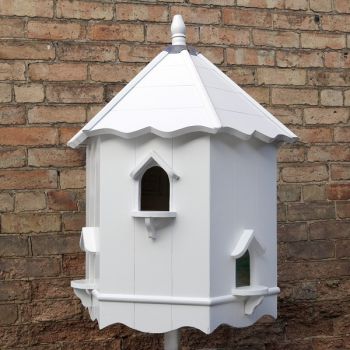 Bergholt Dovecote, Two Tiered Hexagonal Birdhouse - Traditional English Pole Mounted Birdhouse for Doves or Pigeons