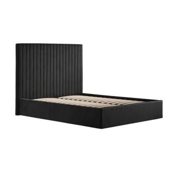 Berlin Tall Ottoman King Size Bed Frame (Pack of 2) - Velvet - L213 x W168.5 x H124 cm - Black - Flat Pack