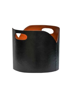 Log Bucket - Faux Leather - L30 x W40 x H30 cm - Black