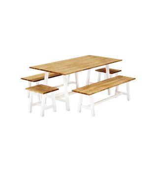 Broadway Acacia 5 piece Furniture Set - Steel - L40 x W180 x H78 cm - Wood/Cream
