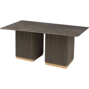 1.8m Dining Table - Oak/Pine/Oak Veneer - L95 x W180 x H75 cm - Brown
