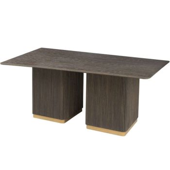 2.4m Dining Table - Oak/Pine/Oak Veneer - L100 x W240 x H75 cm - Brown