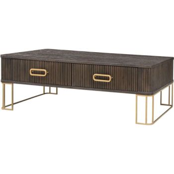 Coffee Table - Oak/Pine/Oak Veneer - L65 x W135 x H42 cm - Brown