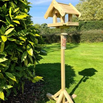 Bird Table, Wild Garden Bird Seed Feeder Table - Scandinavian Redwood - L12 x W12 x H161 cm - Minimal Assembly Required