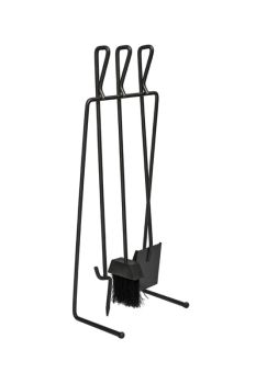 Linear Fireside Companion Set - Iron - L19 x W27 x H73 cm - Black