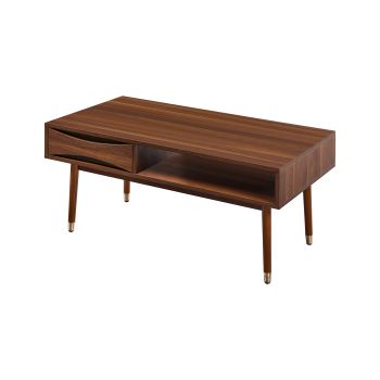  Dawson Modern Wooden Coffee Table with Storage - Walnut - 102 x 45 x 45 cm