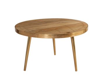 Light Gold Round Coffee Table - Solid Mango Wood - L80 x W80 x H45 cm