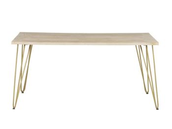 Light Gold Dining Table - Solid Mango Wood - L85 x W160 x H76 cm