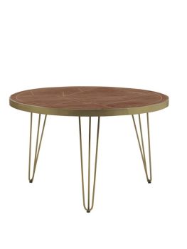 Dark Gold Round Dining Table - Solid Mango Wood - L120 x W120 x H76 cm