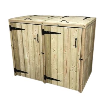 Deluxe Double Bin Store - Timber - L90 x W140 x H120 cm - Garden Storage - Minimal Assembly Required
