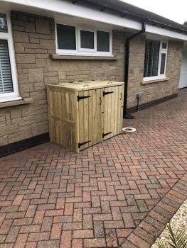 Deluxe Double Bin Store - Timber - L90 x W140 x H120 cm - Garden Storage - Minimal Assembly Required