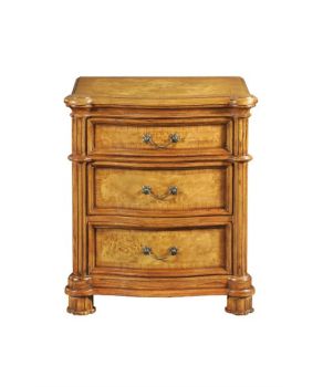 Hampton 3 Drawer Walnut Bedside - Wood - L45 x W60 x H70 cm