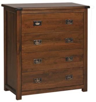 Boston 4 Drawer Chest - Pine - 90 x 40 x 95 cm - Dark Brown