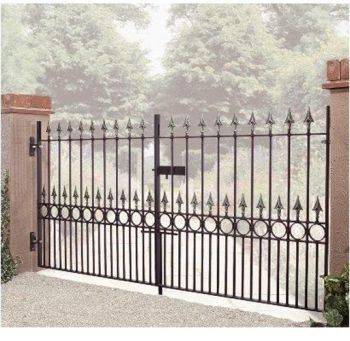 Balmoral Premium Range Spear Top Low Double Driveway Gate - Solid Steel - Fits Gap of 3658 mm x 1168 mm High - Primed