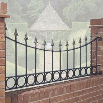 Balmoral Premium Range Spear Top Railing Panel Shaped with Rings Fits Opening - Steel - Fits Gap of 1830 mm x 735 mm High - Primed