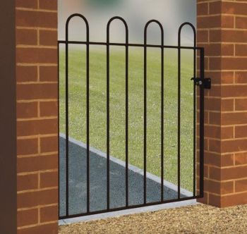 Court Hoop Top Single Gate - Solid Steel - Fits Gap of 1000 mm x 950 mm High - Electro Galvanised/Black Powder Coated