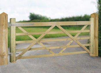 Evington Farm/Field Style 5 Bar Gate - Pressure Treated Scandinavian Redwood - W1200 x H1200 mm