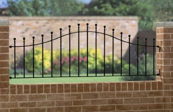 Manor Arched Railing Panel - Solid Steel - Fits Gap of 1830 mm x 625 mm High - Electro Galvanised/Black Powder Coated