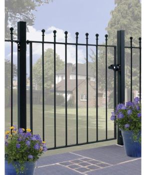 Manor Low Flat Top Single Gate - Solid Steel - Fits Gap of 762 mm x 915 mm High - Electro Galvanised/Black Powder Coated