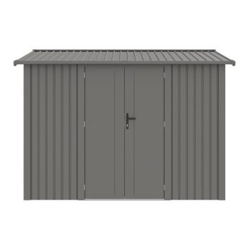 10 x 8 Feet Brentvale Premium Apex Shed - Metal/Steel - L240 x W296 x H220 cm - Metallic Grey Finish