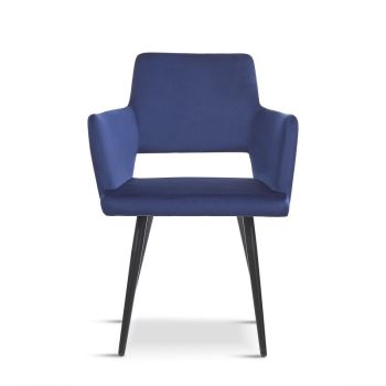 Harrod Armchair (Pack of 2) - Velvet - L65.5 x W59 x H85 cm - Deep Blue