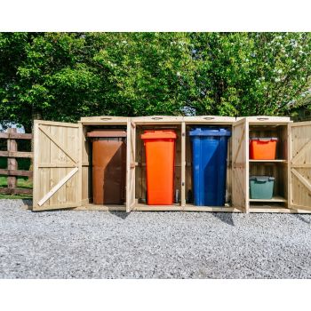 Chatburn 3 Wheelie Bin/2 Recycle Box Store - L80.4 x W273 x H120 cm - Fits 3 x 180L or 3 x 240L Wheelie Bins & 2 x Recycle Boxes
