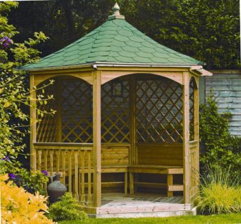 Winchester Medium Tiled Gazebo - Pressure Treatet Timber - L240 x W240 x H300 cm