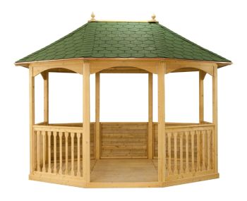 Brompton Large Tiled Pavilion Gazebo - Pressure Treatet Timber - L370 x W270 x H310 cm