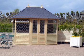 Georgian Large Summerhouse Pavilion - Pressure Treatet Timber - L365 x W270 x H310 cm