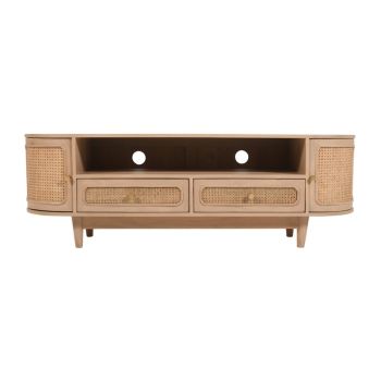 Valencia 2 Drawers and 2 Door TV Cabinet - Cane & Mango Wood - L40 x W152 x H50 cm