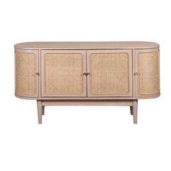 Valencia 4 Doors Sideboard - Cane & Mango Wood - L45 x W140 x H75 cm