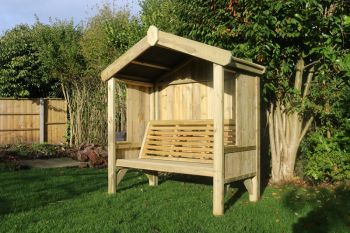Cottage Arbour - Seats Three, Wooden Garden Bench - L90 x W170 x H190 cm - Minimal Assembly Required