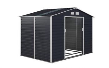 Cambridge Shed - Style 3 - Galvanised Steel - H277 x W319 x L198 cm - Grey